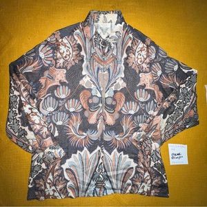 Schrader separate vintage button up blouse paisley floral print